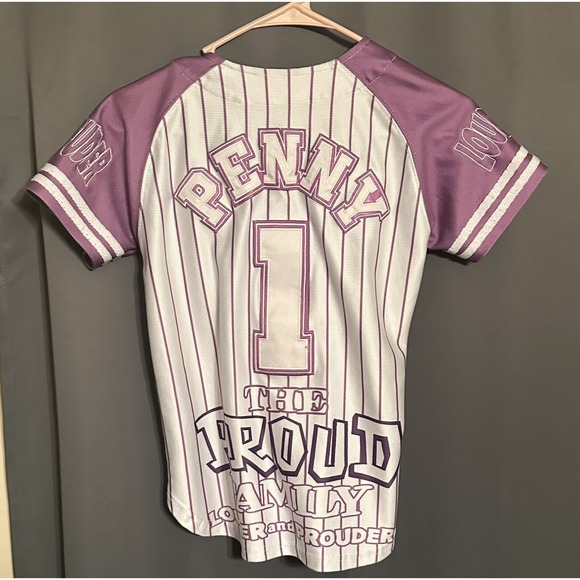 Proud‎ Family Jersey Size Medium Penny Prouder Purple Baseball Headgear Classics - Picture 7 of 9